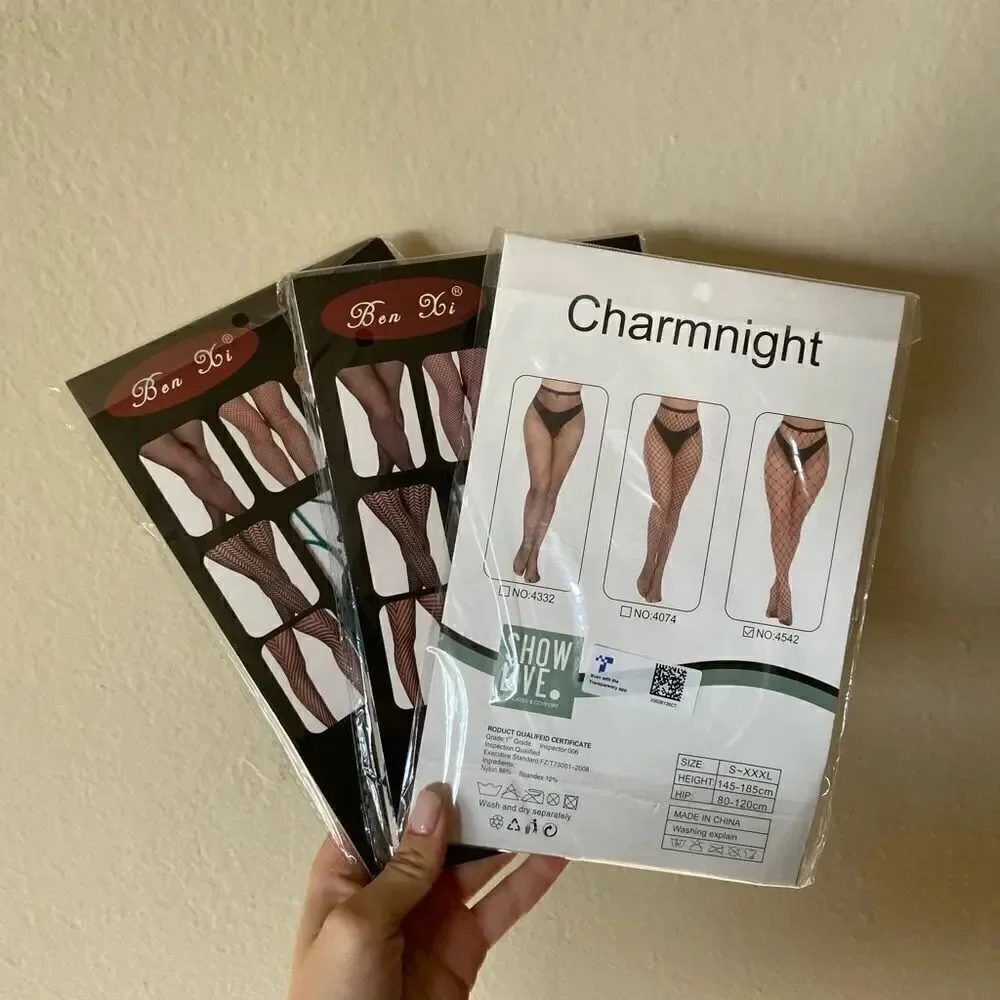 NWB Charmnight Ben Xi Henwarry Fishnet Stockings Thigh High Wide set of 3